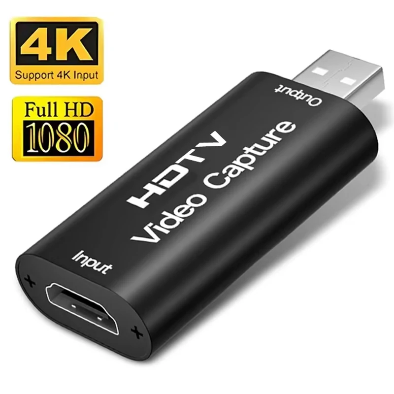 4K HDMI-compatible Video Capture Card USB Capturer USB 2.0 Grabber Recorder Game Audio Grabber Recorder Box For PS4 Game DVD Kit