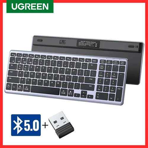 UGREEN-teclado inalámbrico con Bluetooth 5,0, 2,4G, ruso/coreano/EN 99 teclas, para MacBook, iPad, PC, tableta, recargable por USB C