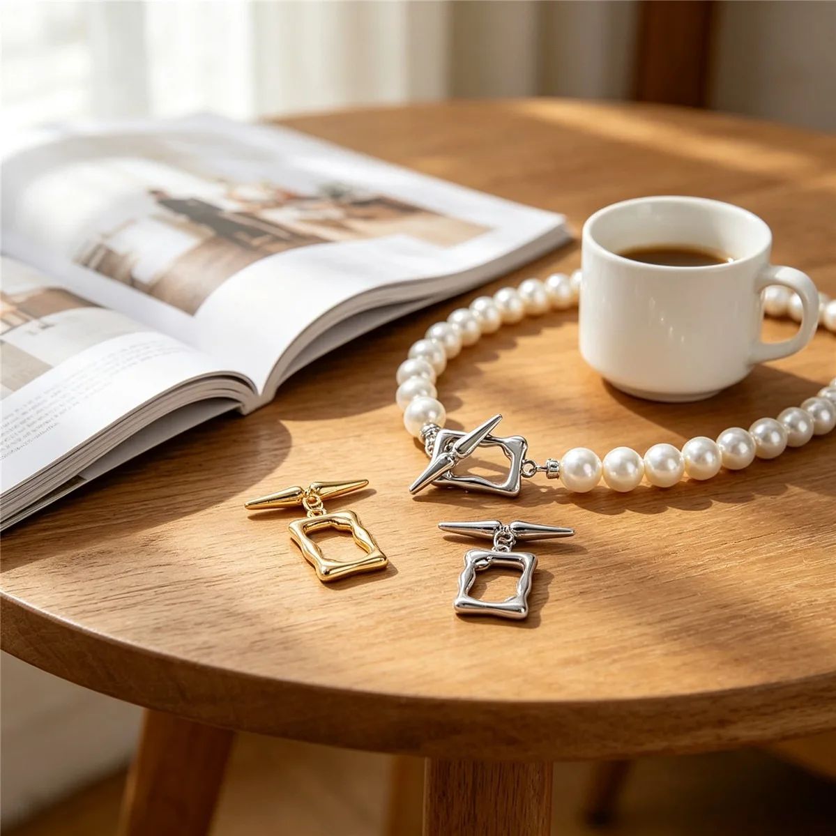 Brass 14K Gold Plated Rectangle Photo Frame OT Toggle Clasp DIY Bracelet Necklace Connector Accessories
