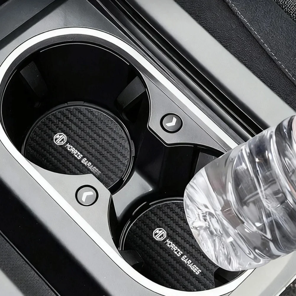 2Pcs Carbon Fiber Pattern Car Cup Slot Non-Slip Coaster Pad Mat Water Bottle Insert Fits MG HS ZS GS GT MG3 MG4 EV MG5 MG6 MG7