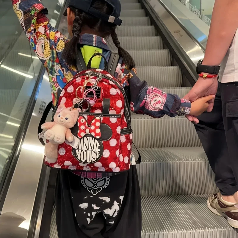 

2025 New Cute Red Minnie Backpack Cute Cartoon Backpack Glitter Backpack Travel Bag Girl Gift