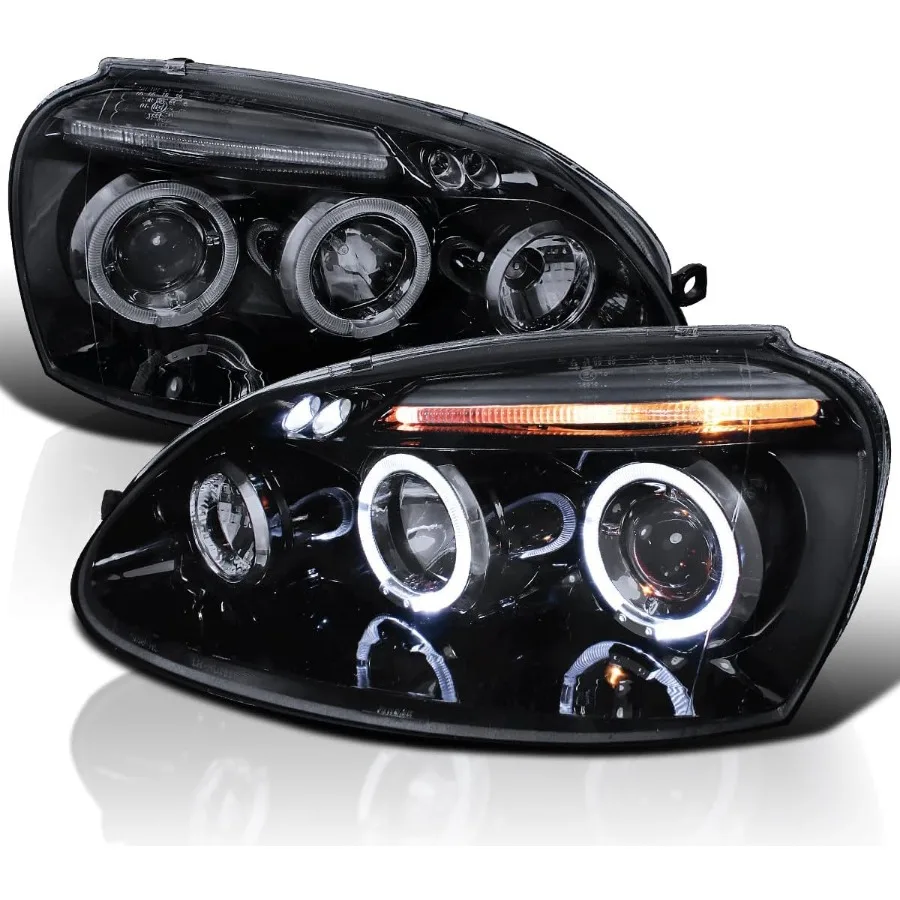 

LED Halo Glossy Black Housing Smoke Lens Projector Headlights for 2006-2008 Volkswagen Golf MK5 and 2006-2010 Volkswagen Jetta