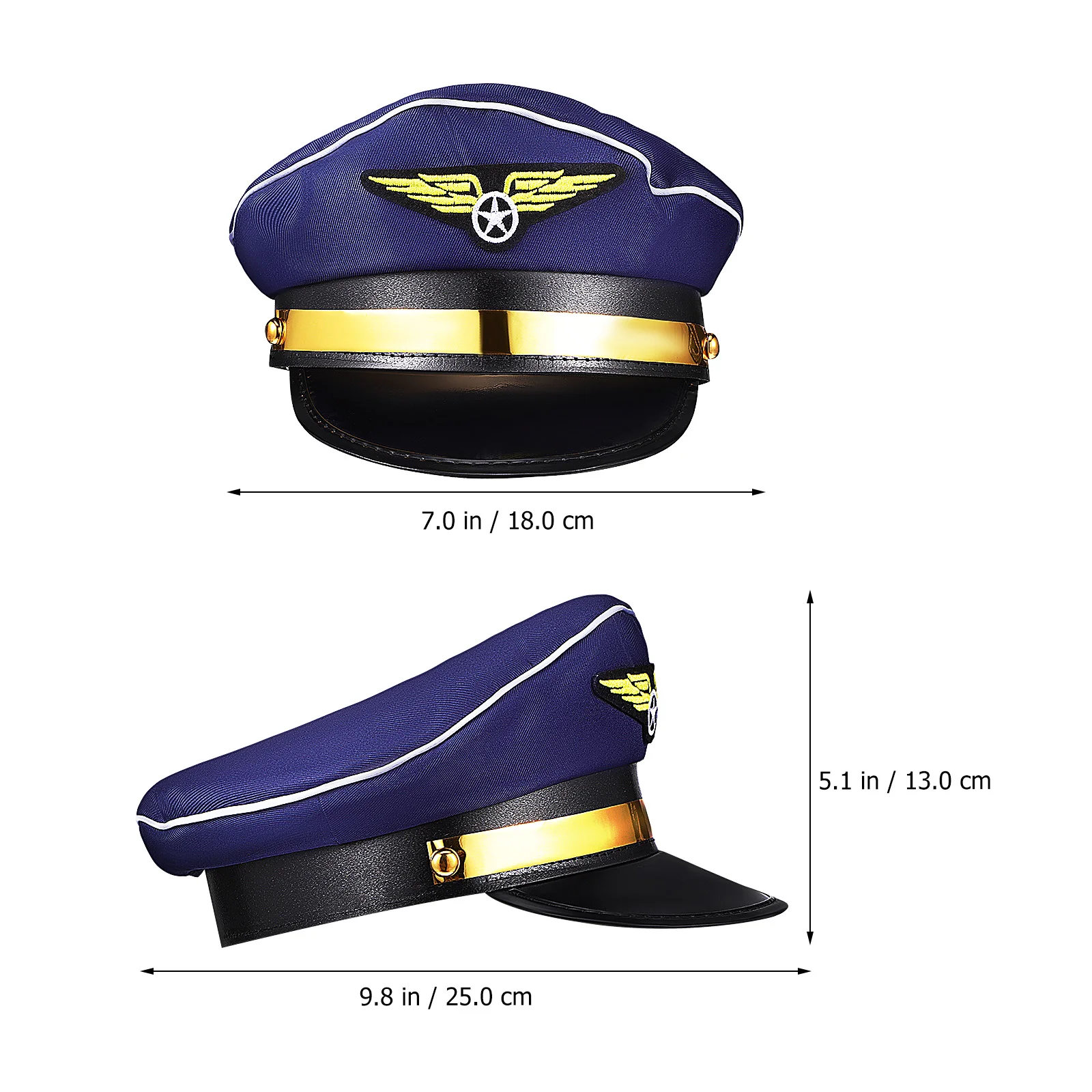 2 Pcs Flight Attendant Pilot Hat Aerospace (Blue + Black) 2-pack Cosplay Costume Decor Hats Captain Polyester