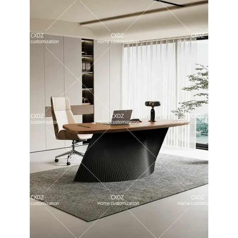 Ji Free Solid Wood Special-shaped Desk Single Desk Curved Boss Table New Computer Desk Simple, Modern and Advanced