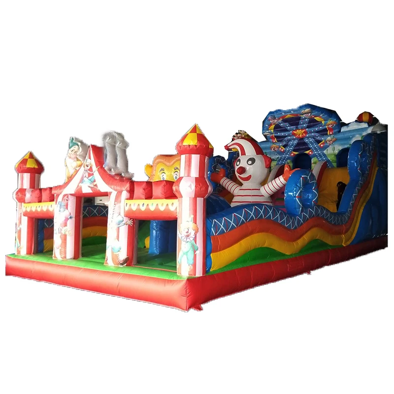 inflatable slide with castle for kids in amusement park Clown Inflatable Slide Inflatable Slide And Trampoline