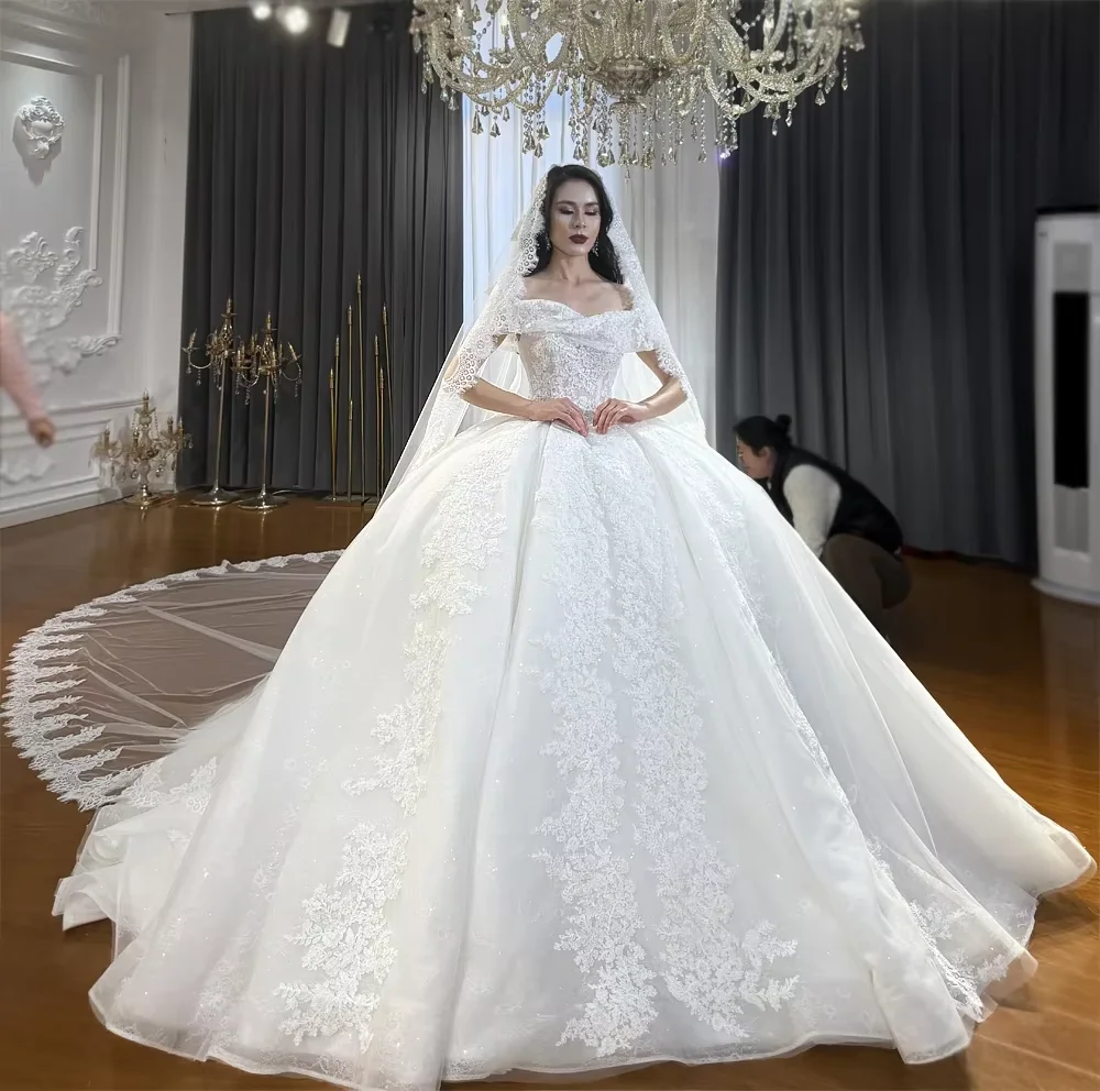Customized Gorgeous Off The Shoulder Straps Lace Bridal Dresses Ball Gown Amanda Novias Official