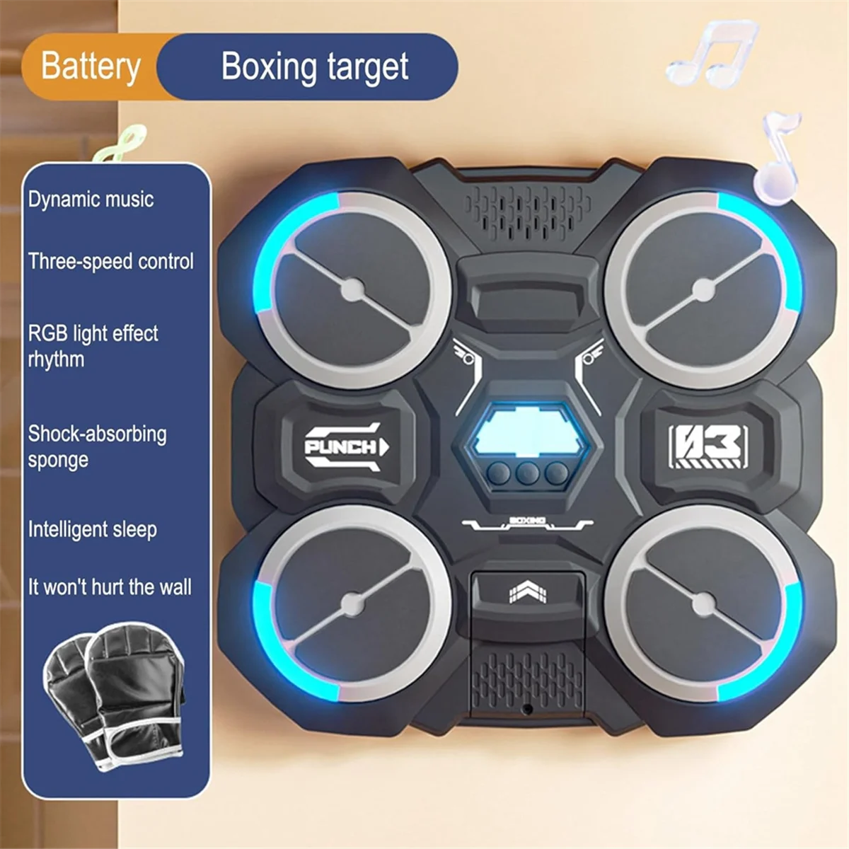 Music Boxing Machine for Children Smart Music Boxing Machine Wall Mounted Decompression Wall Target Toys Boxing TrainerJAS