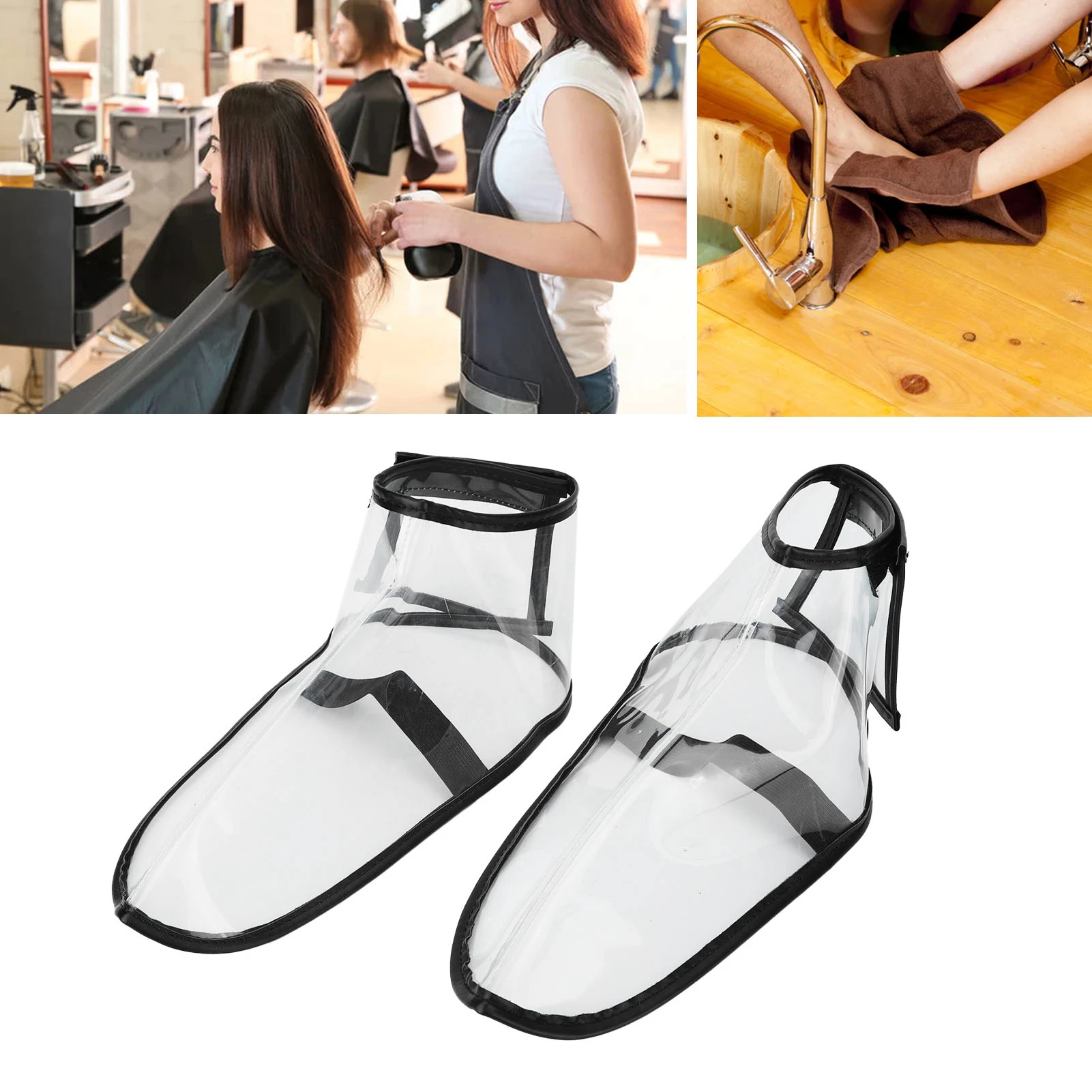 Zusammenklappbarer Friseur-Schuhüberzug, wiederverwendbar, für Salon- und Friseurschuhe, transparente Schuhüberzug für Massageschäfte, Spas M 40-43
