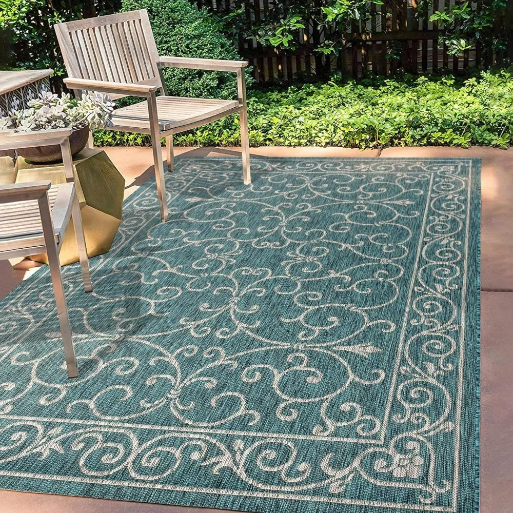 Charleston Vintage Filigree Textured Weave Indoor/Outdoor 8 Ft. X 10 Ft. Area-Rug, Classic,Easy-Cleaning