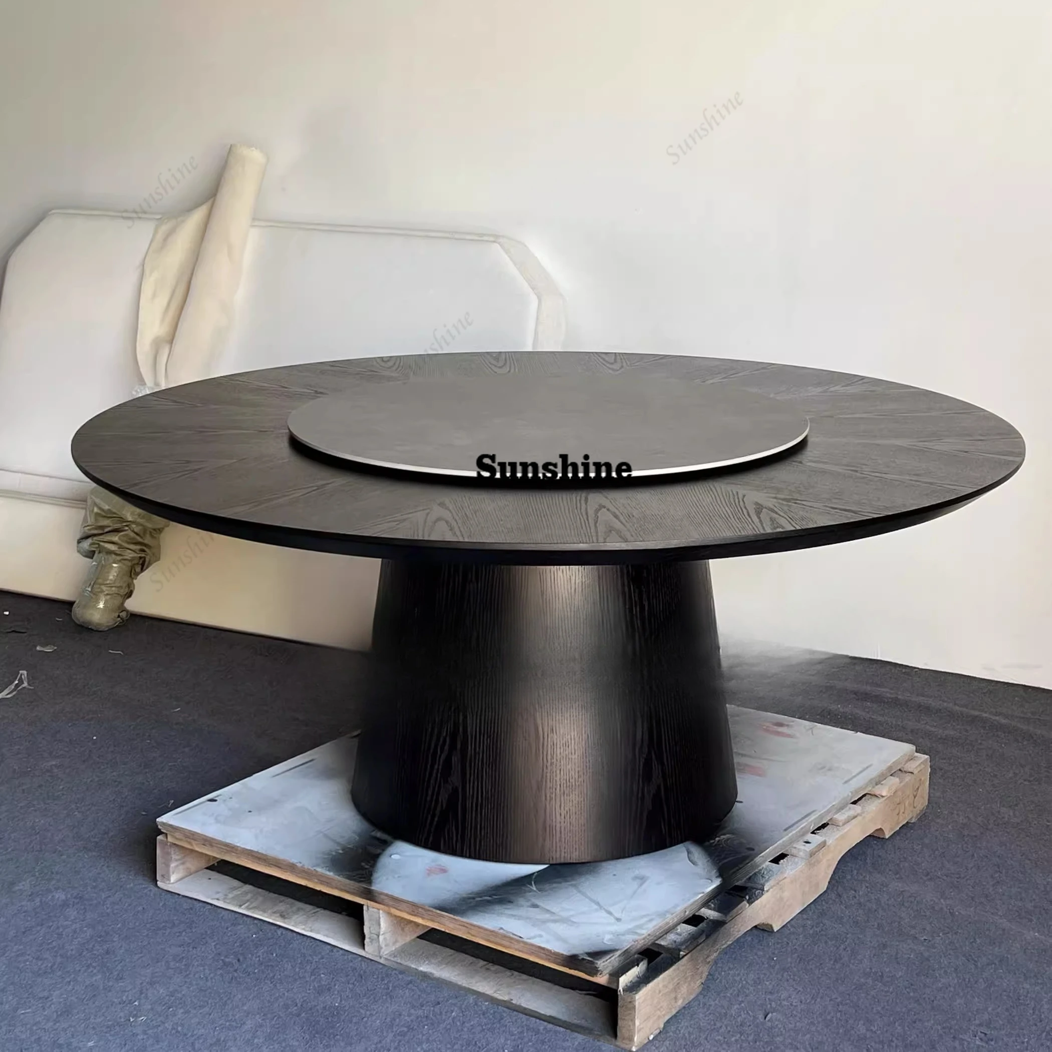 

Italian minimalist solid wood round table modern minimalist home retro marble, round dining table