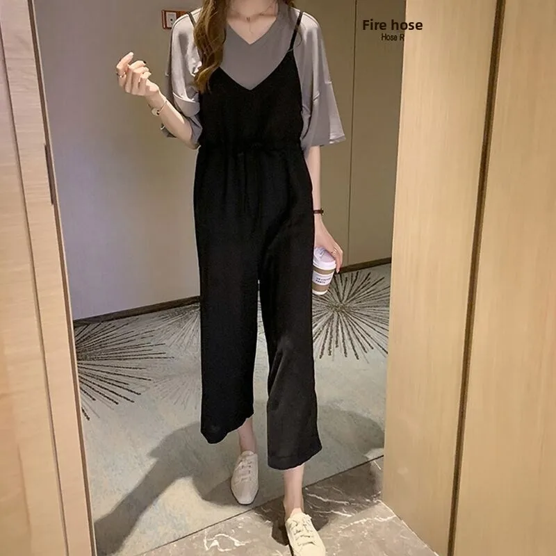 

Summer 2025 Women's Strappy Suit Slouchy ortsve Tirt T Outdoor Sle Lantern Skirt Large Size Clothing Faionable Ladies...