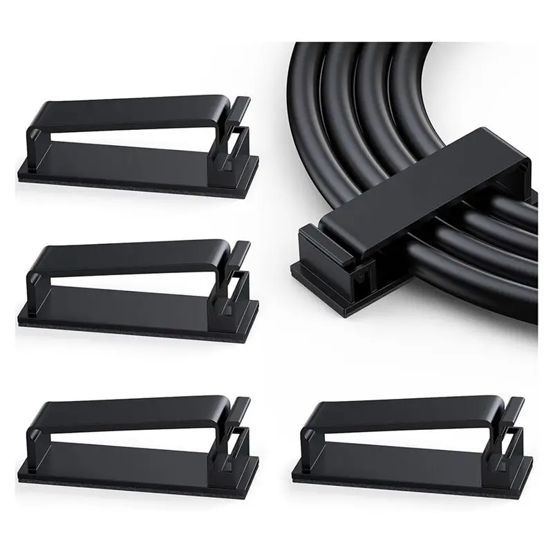 AT02-100Pcs Self-Adhesive Cable Clips Self-Adhesive Strong Cable Organiser For Desk/Home/Office
