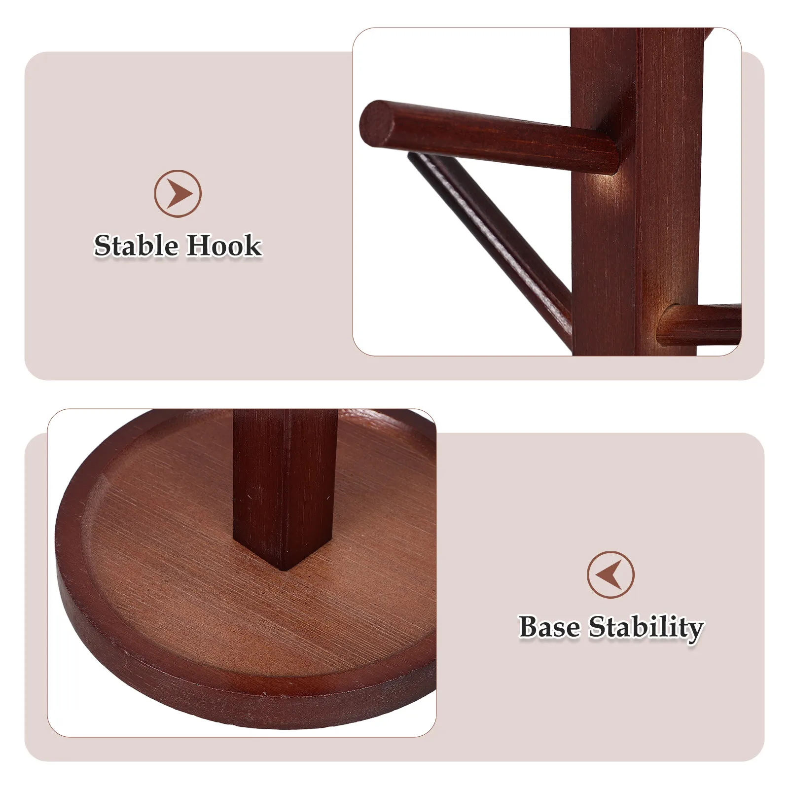 Bamboo Mug Tree Stand 6 Hooks Stable Space Saving Coffee Mug Holder Countertop Decorative Cup Organizer Kitchen Coffee Station - view 3