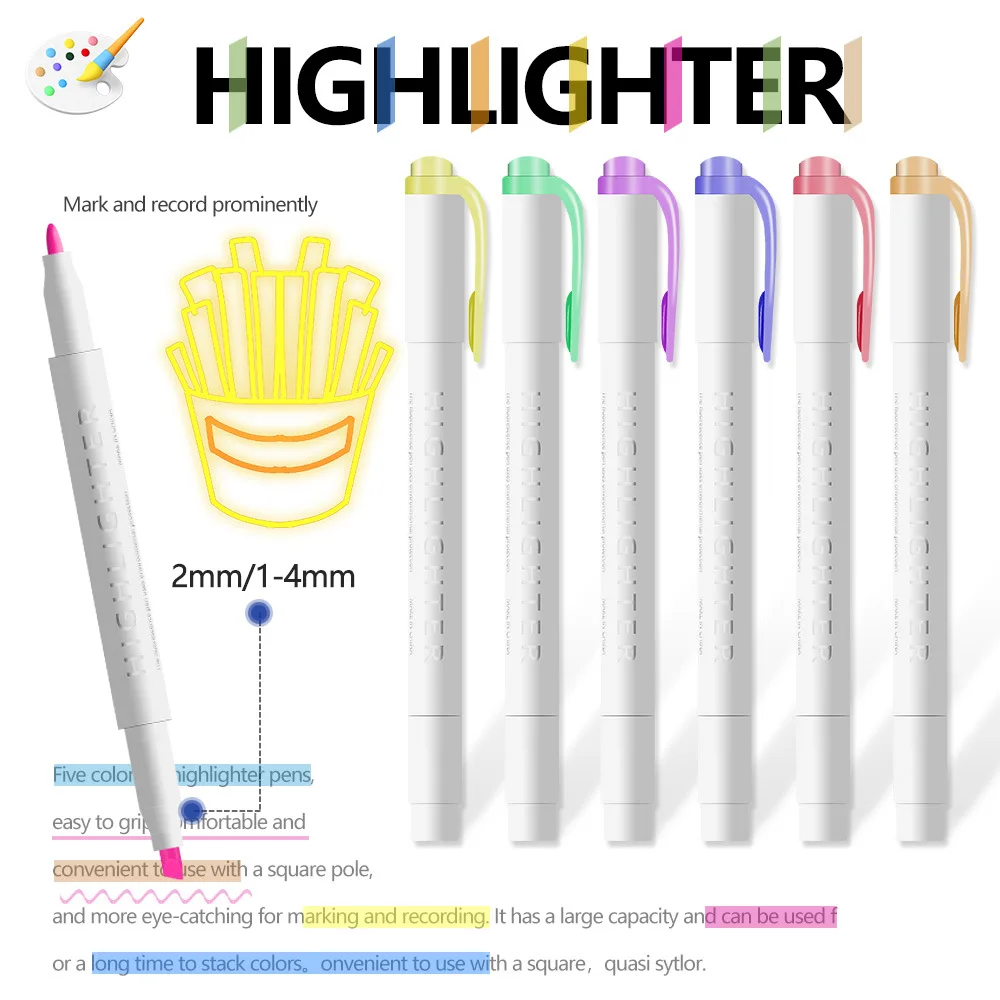 Multi-color double-headed highlighter marker, student's large-capacity marker, eye protection handbook