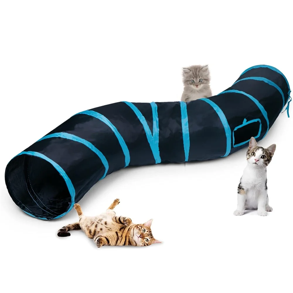 Túnel Plegable para Gatos, de Dos Vías, para Interiores, Túnel para Gatitos, Juguetes para Gatos con Agujeros, Juguete para Gato