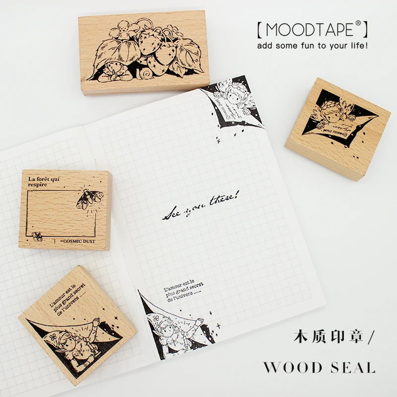 moodtape vintage wood clear stamp for DIY scrapbooking/photo album Decorative stamp sunflower tulip  stamp seal 669509961533