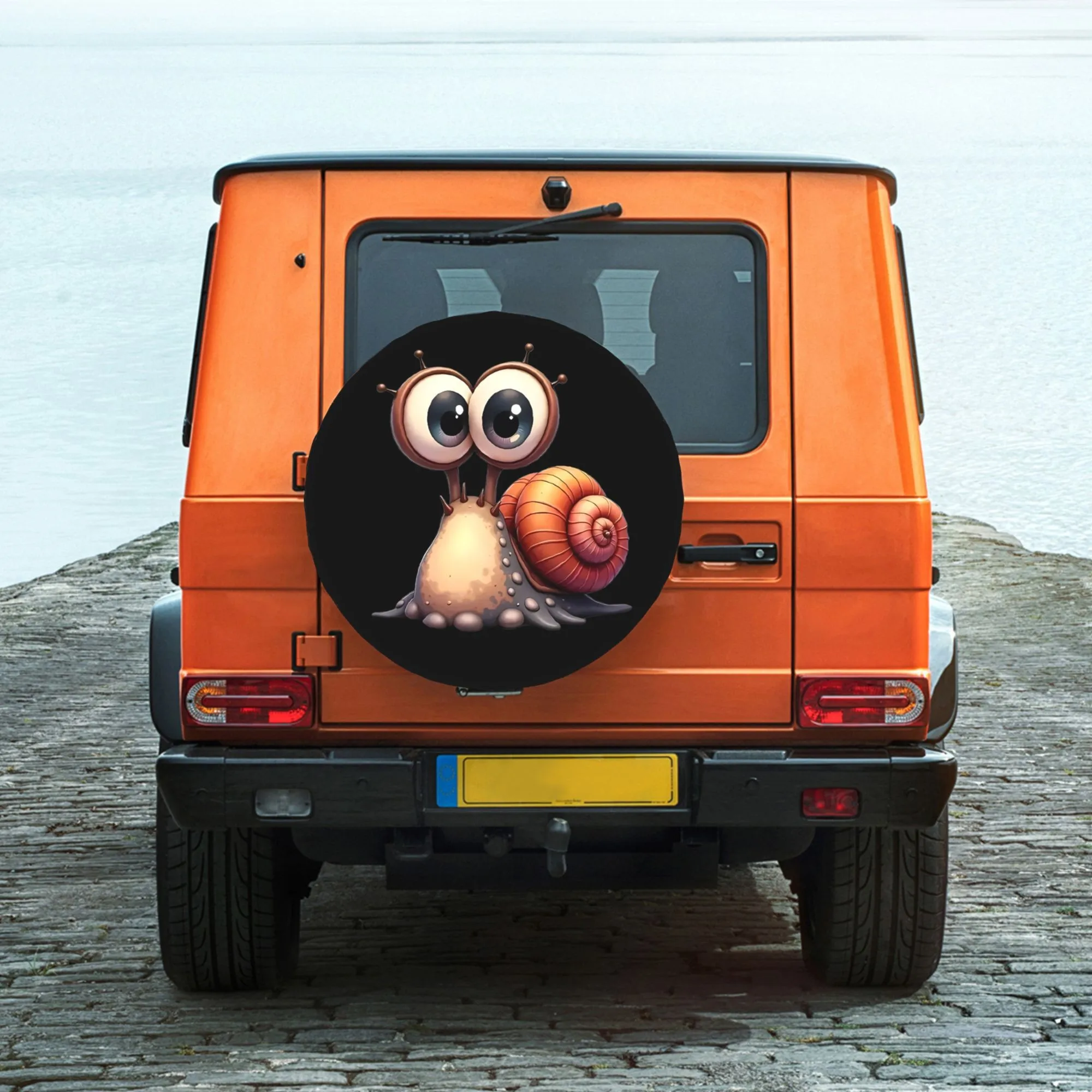 Giant Big Eyed Cute Snail Print Car Tire Cover Universal Spare Wheel Protector for SUV Outdoor Road Trips