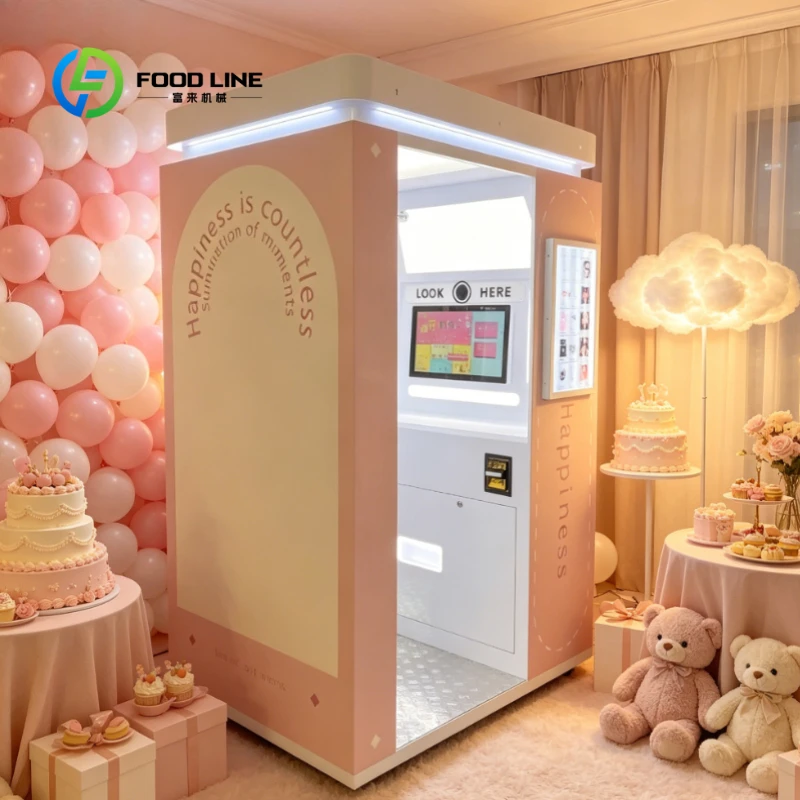 Smart Digital Photo Booth Cabin, Multi-Language Self Service Vending Machine for Beauty Retail Store Mall Photo Taking Business