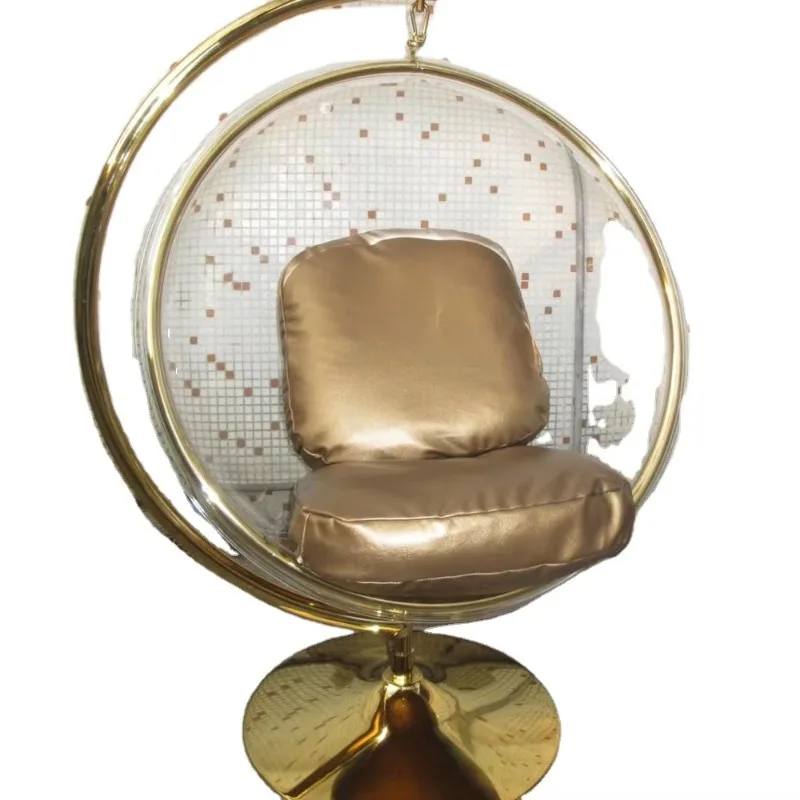 Hot Sale Luxury Special Design Living Room Bedroom Gold Metal Ball Bubble Egg Hanging Swing Leisure Lounge Swing Chair