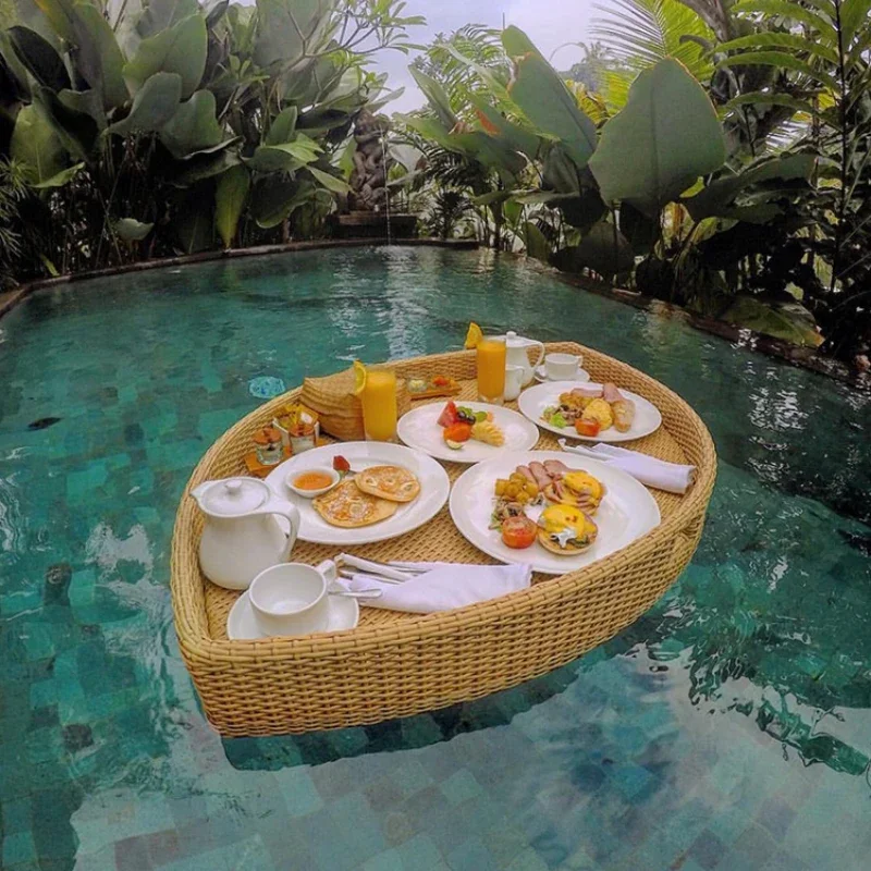 Homestay Hot Spring Pool Dining Plate Floating Breakfast Tray Vietnam Internet Celebrity Rattan Basket Hotel Ring Dish