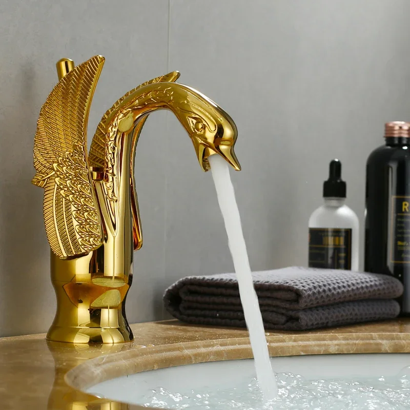 HighQuality Wash Basin Faucet, Cold and Hot, Light Luxury Art Basin, Swan Bathroom, Basin Faucet on The Bathroom Counter Onsale