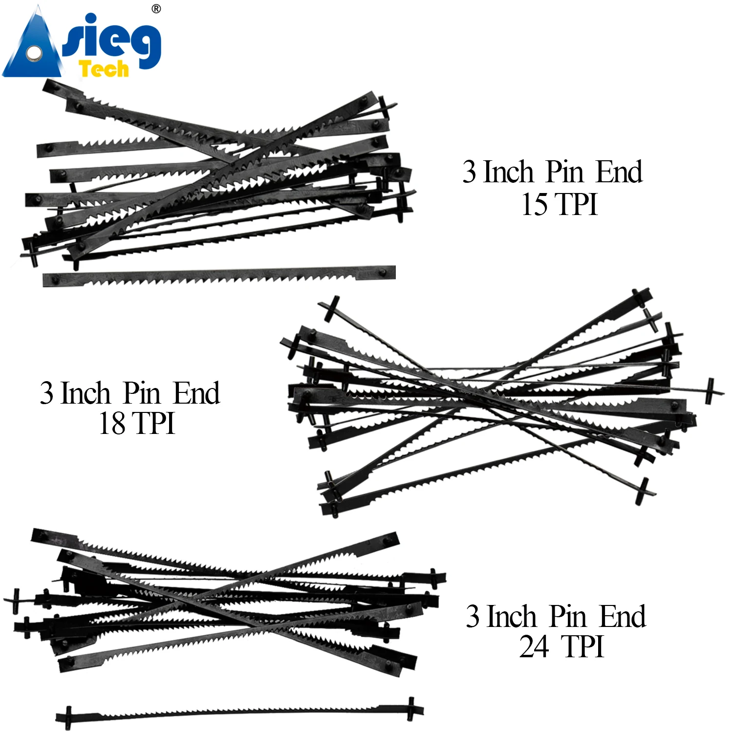 Imagem -02 - Scroll Saw Blades Pin End 15 18 24 Tpi 45 Pcs Polegadas Apto para Sears Artesão Penn State Delta Ryobi Wen 3921 Dremel