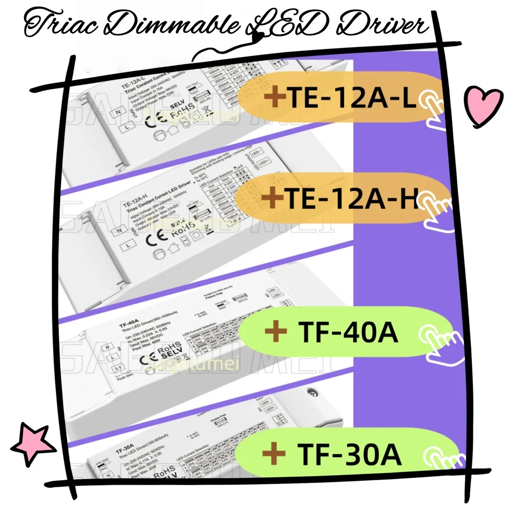 PWM Digital Dimming Lighting Transformer Skydance Triac Constant Current LED Driver 12W TE-12A-H TE-12A-L 30W TF-30A 40W TF-40A