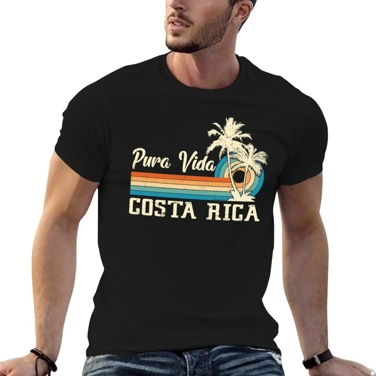 

Pura Vida Costa Rica Shirt Retro Beach Vacation Shirt Souvenir Beach T-Shirt t shirt custom print T-Shirt