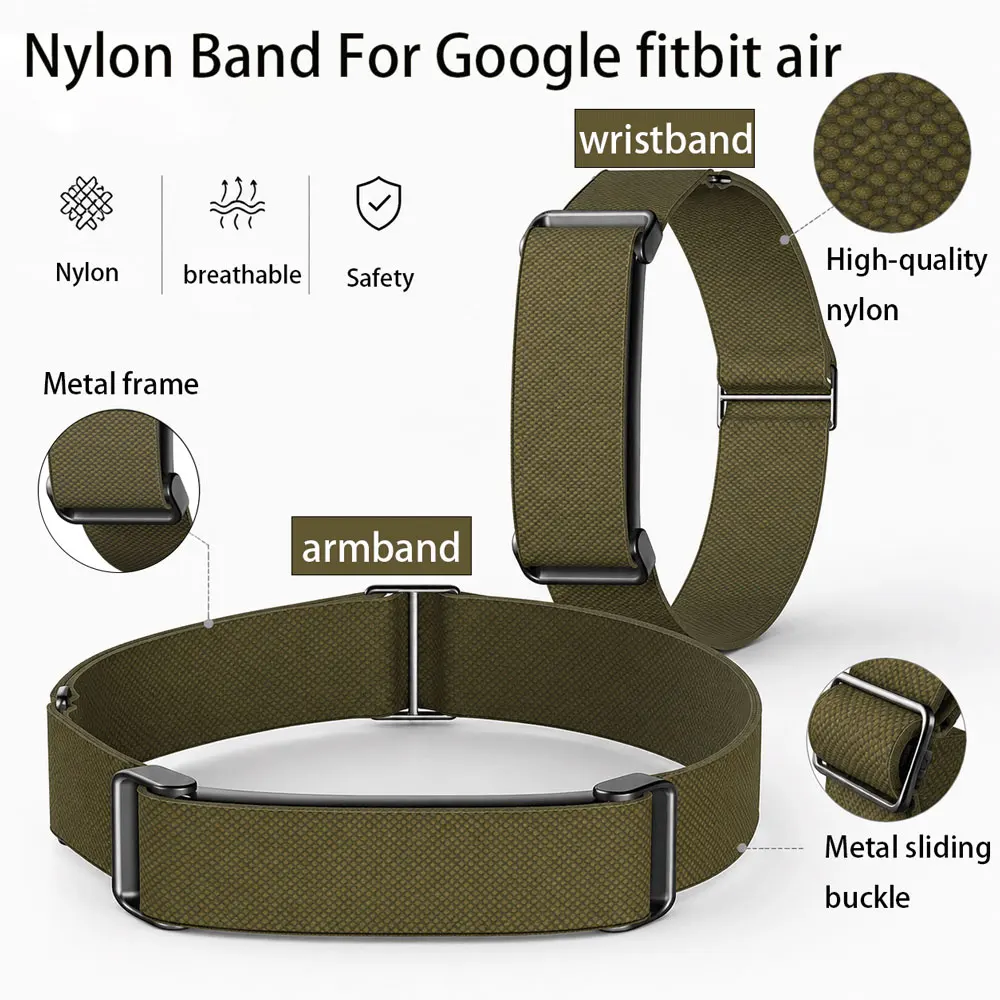 Nylon-Armband für Google Fitbit Air, Schiebeschnalle, leicht, atmungsaktiv, weich, Ersatzband für Google Fitbit Air