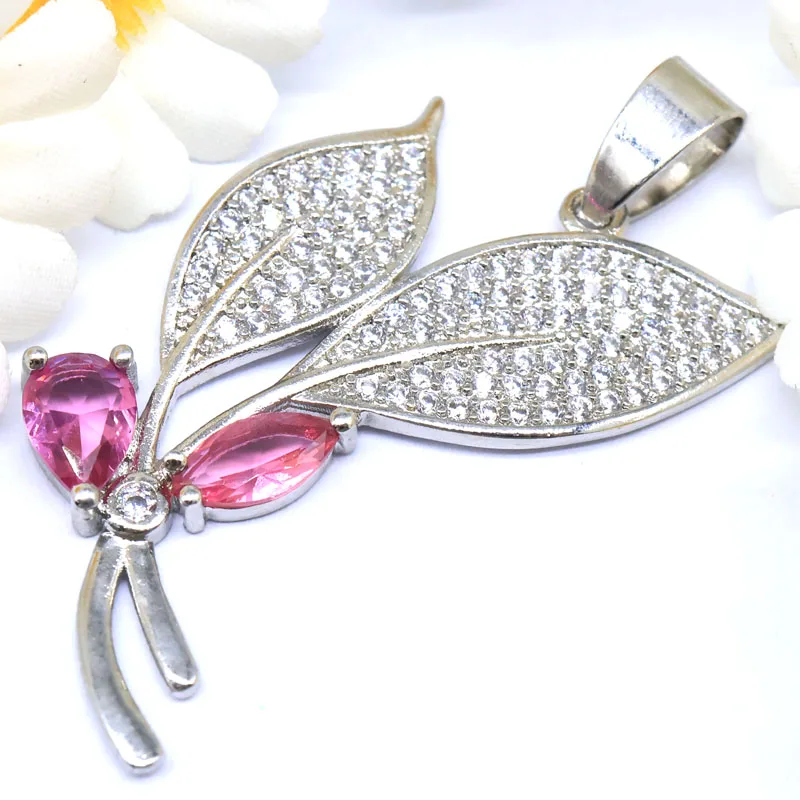 

Buy 4 Get 1 Free 44x26mm Romantic Golden Citrine Pink Tourmaline White CZ Woman's Silver Pendant