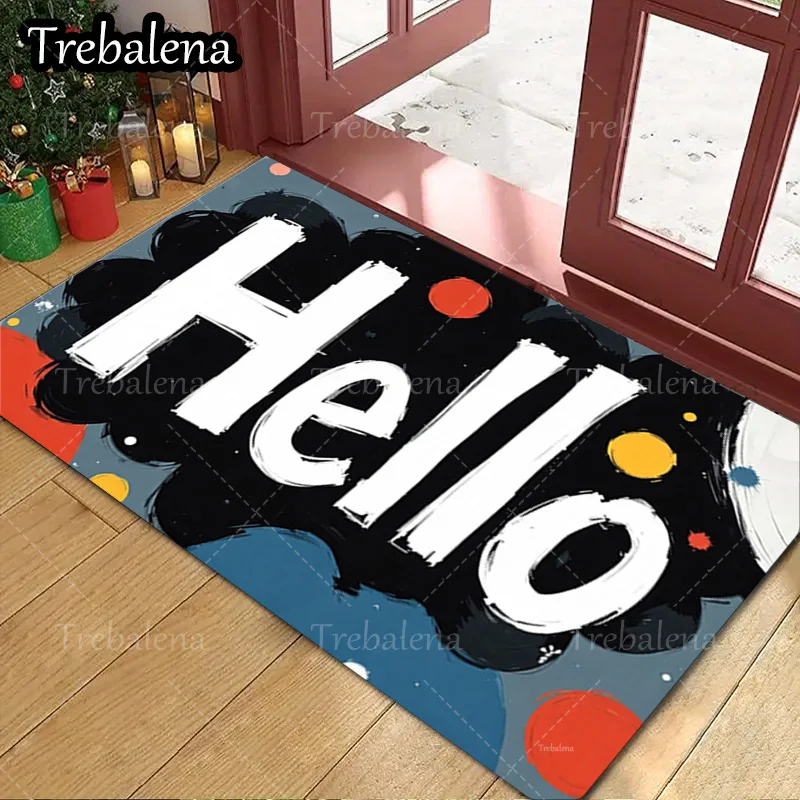 

1pc Welcome Door Mat Colorful Hello Print Welcome Mat for Home Entrance Decor