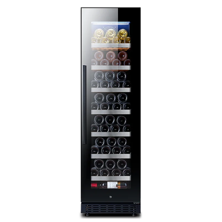 Electric Freestanding Glass Display Single Door Beverage Wine Compressor Refrigerator for Household or Hotel Use With Lock