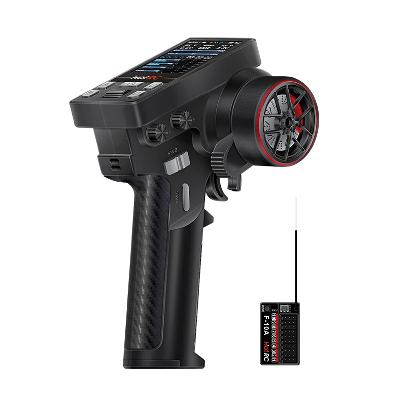 HotRC-afstandsbediening CT-10B 10-kanalen, 2,4GHz zendercontroller voor klimmen, drijvend voertuig, RC auto's, vliegtuigen,