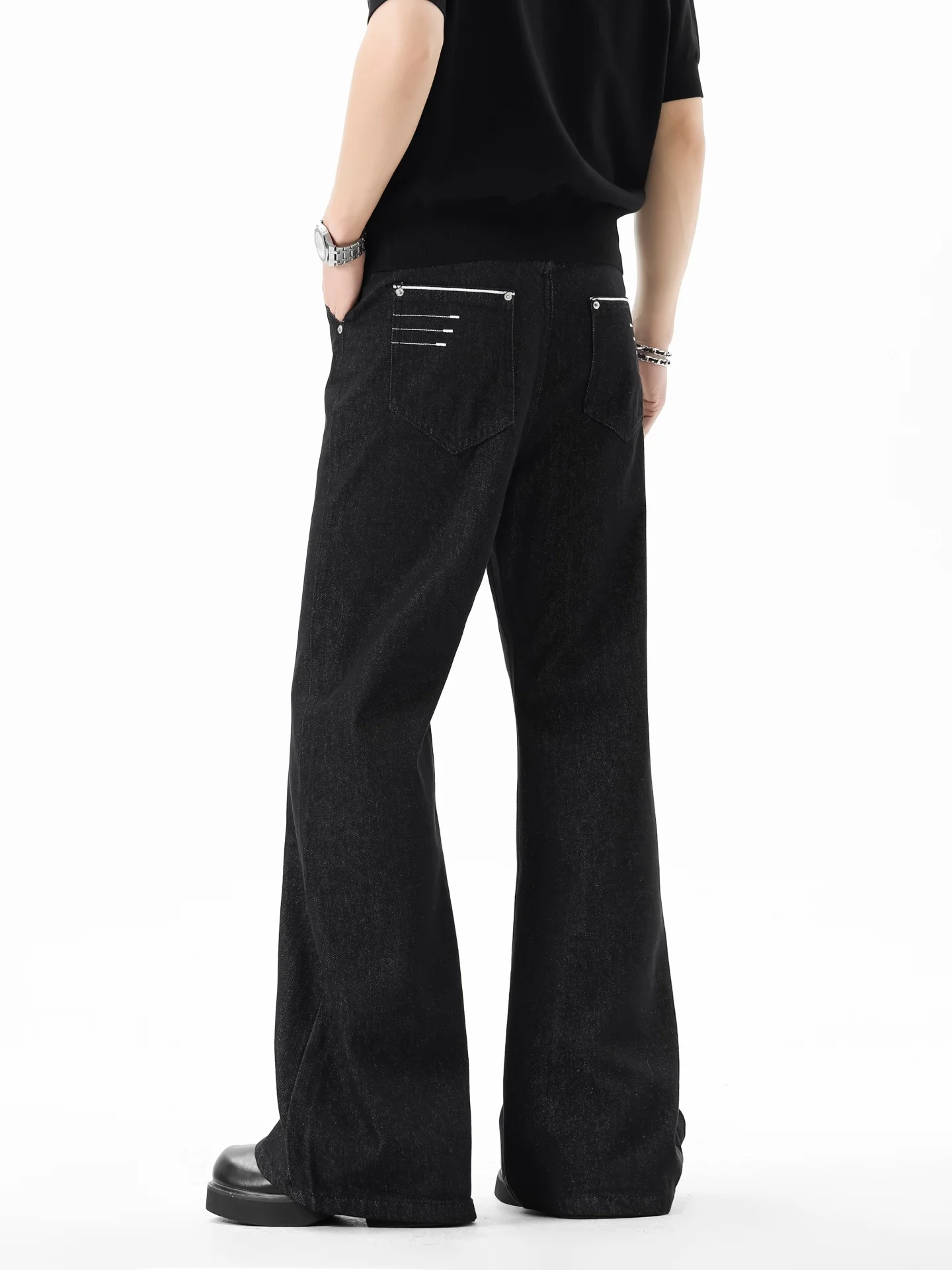 

American Retro Flared Jeans Men Summer Loose Wide Leg Trendy High Waist Slimming Black High-End Feeling Long Pants