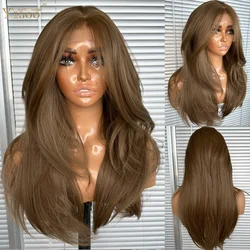 Peluca sintética con malla frontal para mujeres negras, pelo corto 13x4 Futura, línea de pelo prearrancada, onda corporal de Color, medio atado a mano, uso diario, 10 #