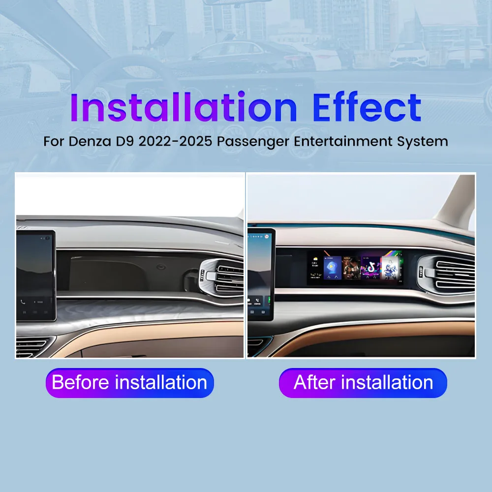 شاشة ترفيهية مساعد الطيار 10.25 بوصة لـ Denza D9 2022-2025 CarPlay شاشة أندرويد مشغل وسائط متعددة للسيارة شاشة مغلفة بالكامل