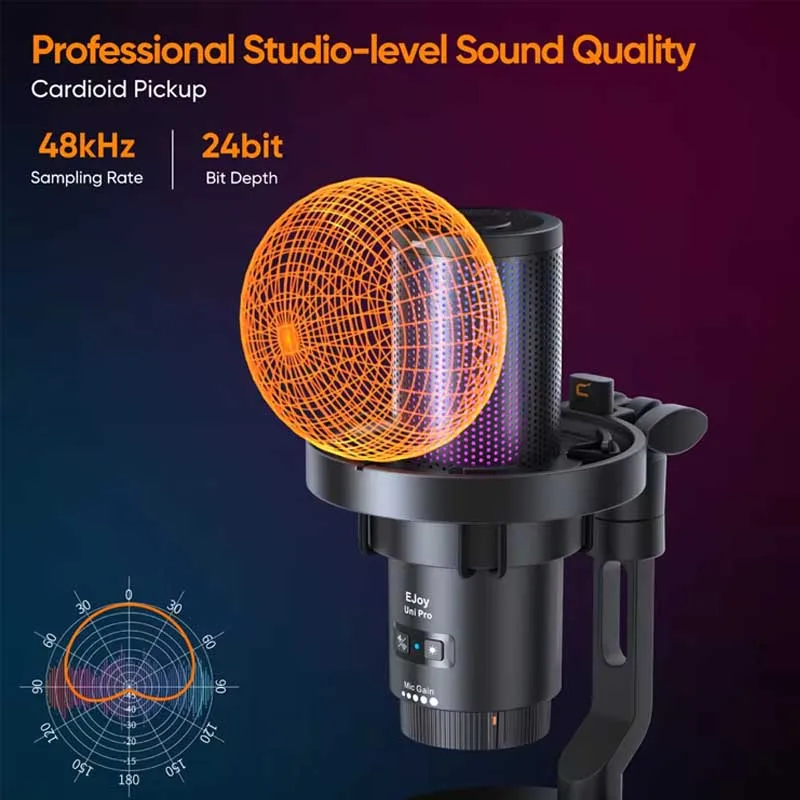 COMICA Uni D Uni A USB Gaming Mic 48k 24bit Built In Sound Card One Touch NR Mute Real Time Monitor 3 Mode RGB
