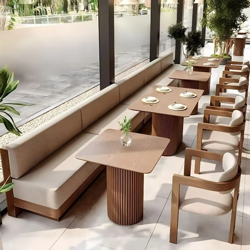 Coffee Shop Furniture Set Fabric Banquette Booth Seating Sofa  for Restaurants Projects Deck Sofa Coffee Shop Solid Wood