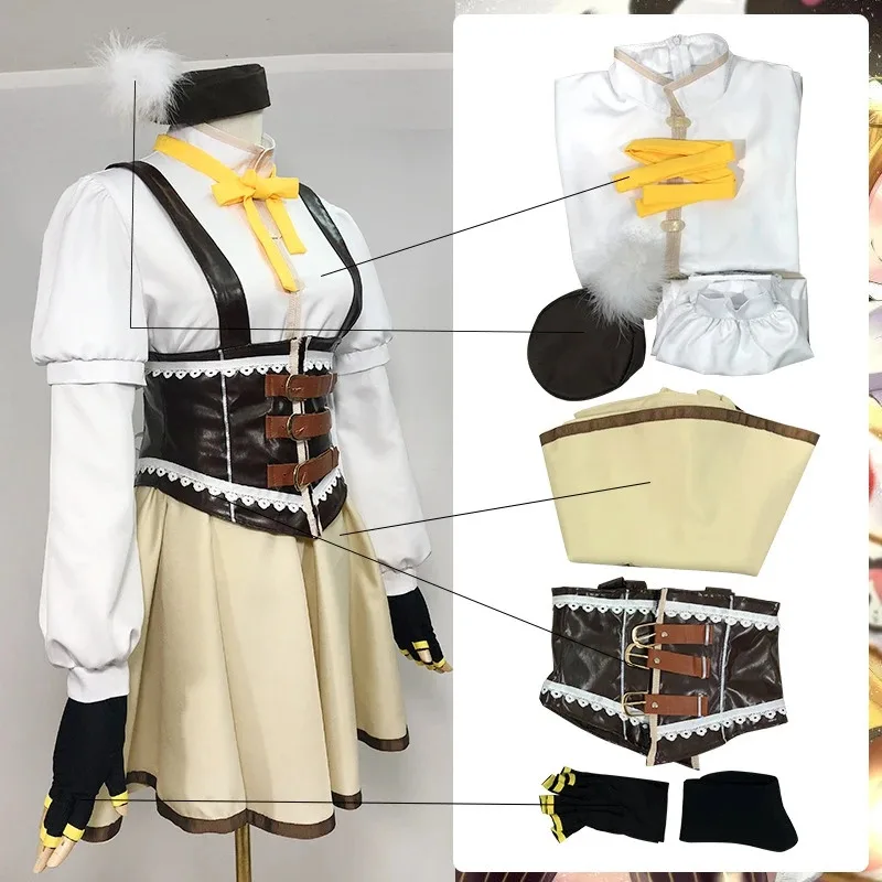 

2025 New Anime Puella Magi Madoka Magica Tomoe Mami Cosplay Costume Full Set Hat Socks☆★ee☆★