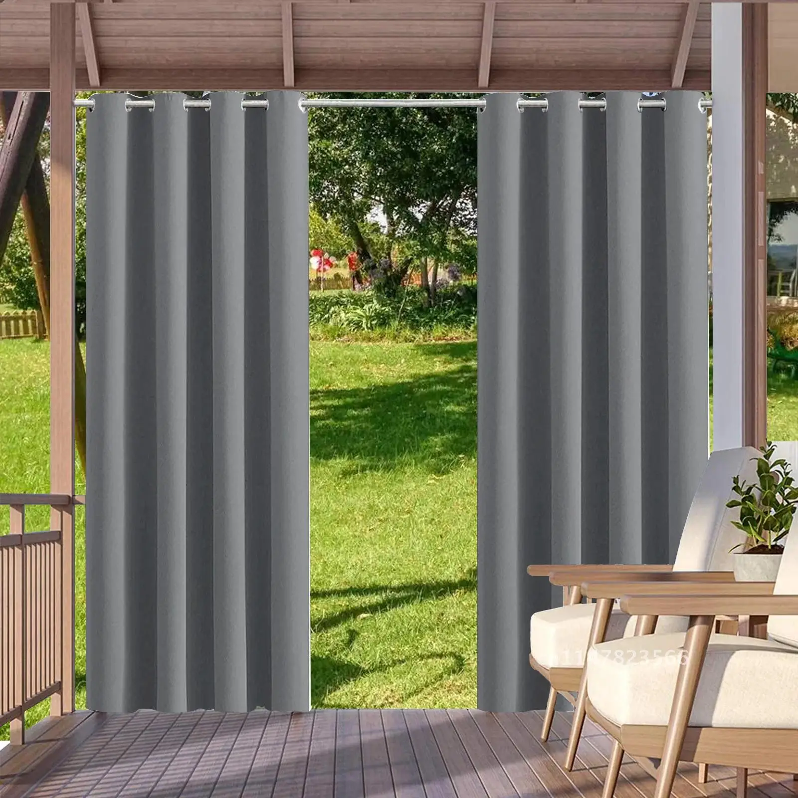 Outdoor Waterproof Patio Curtains Indoor Blackout Curtain for Living Room Bedroom Pavilion Terrace Garden Porch