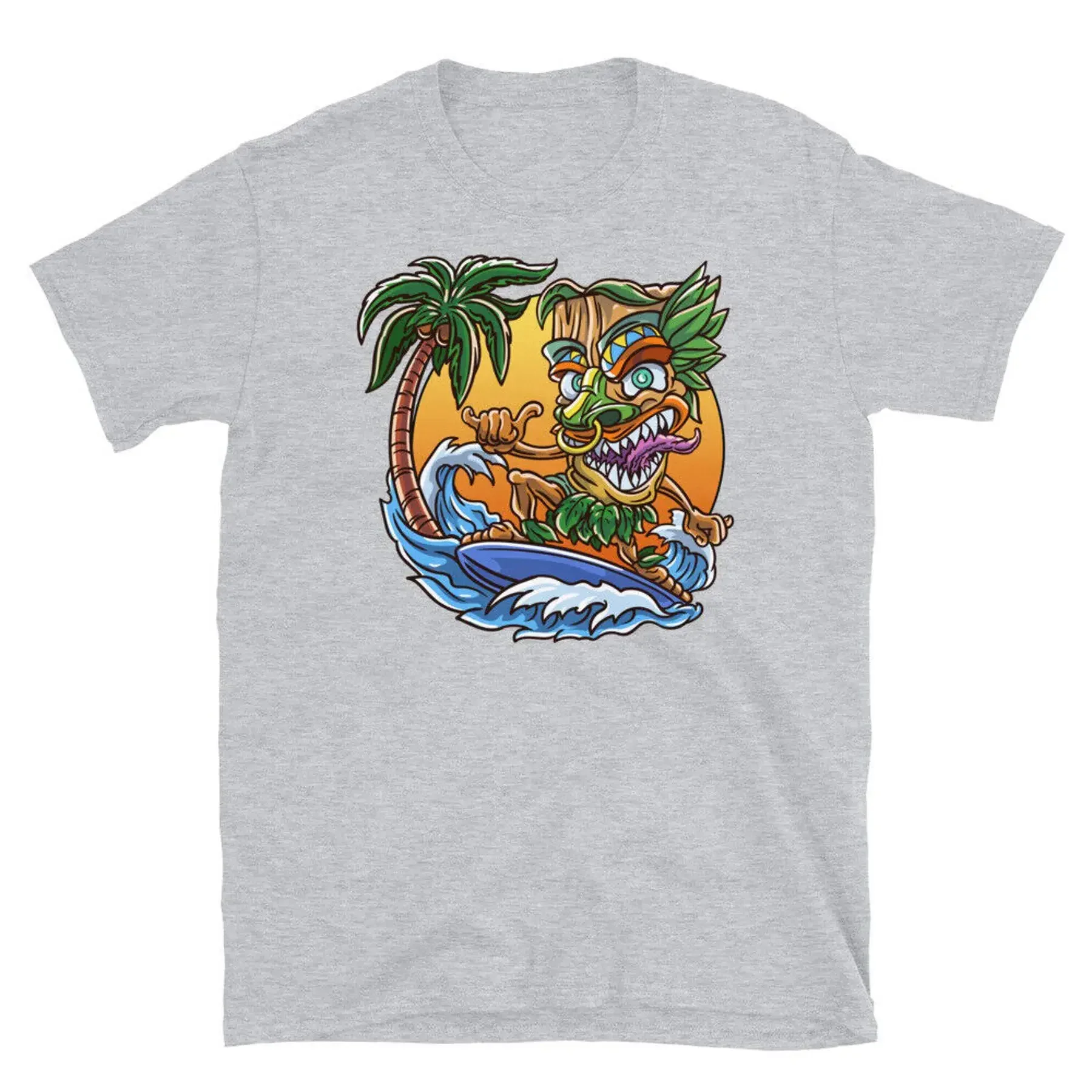 Tiki Surfing Hawaii Polynesia Marquesas Islands Short Sleeve Unisex T Shirt
