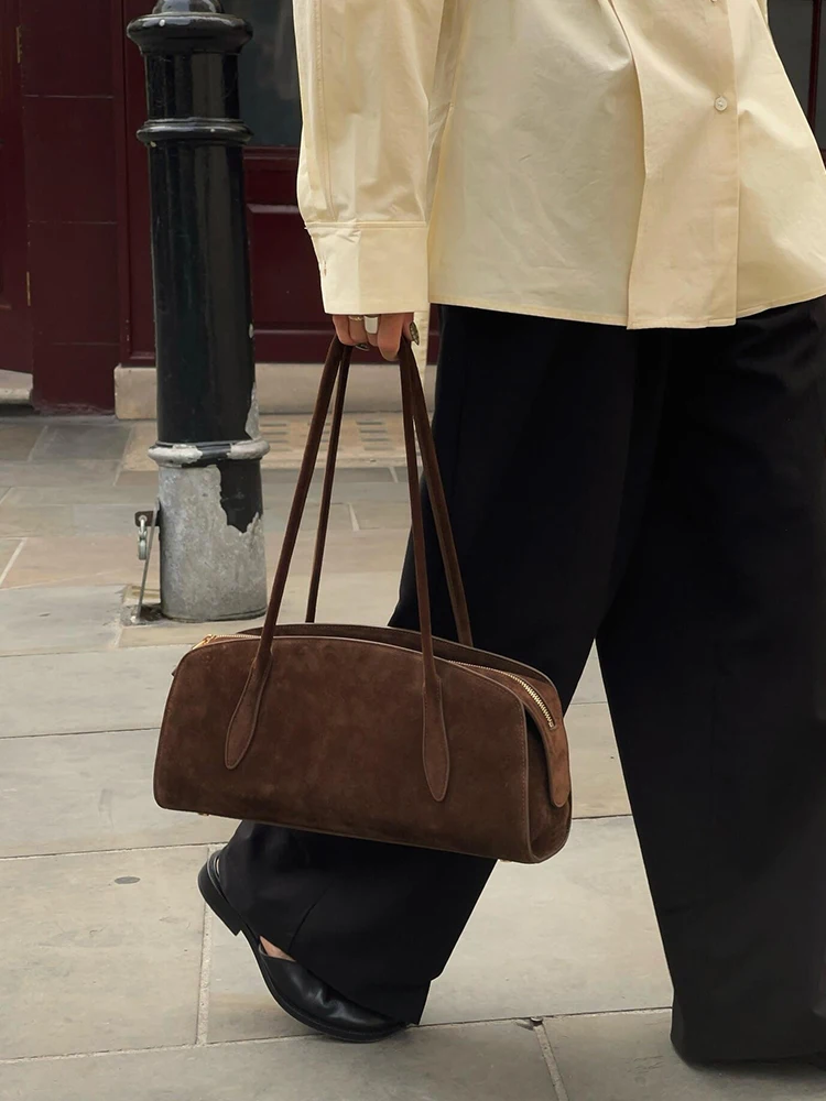 

Retro Boston Bag Women's oulder Bag Underarm Velvet Suede Large Bag Luxury mat High-End Feelings Single oulder Bag