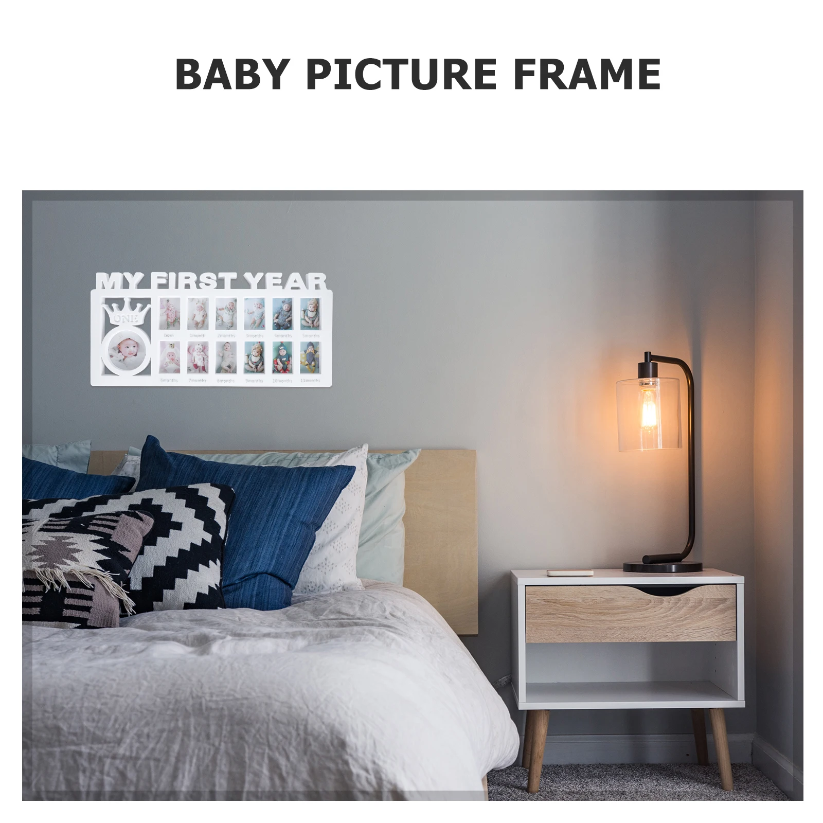 

Creative Baby 12 Month Photo Frame Large First Year Infant Growth Milestone Picture Frame Memory Display Desktop Ornament