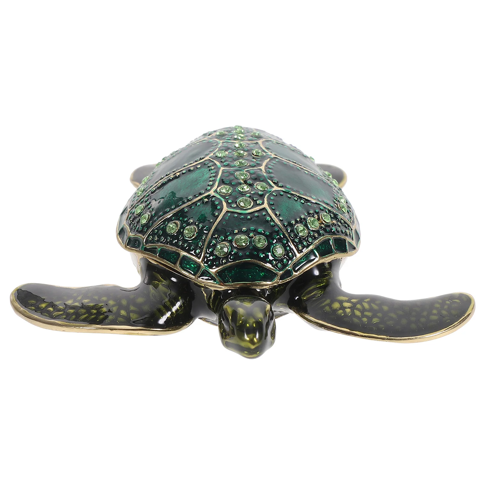 Vintage Enameled Turtle Jewelry Box Small Sea Turtle Shaped Trinket Organizer Desktop Decor Enamel Trinket Box