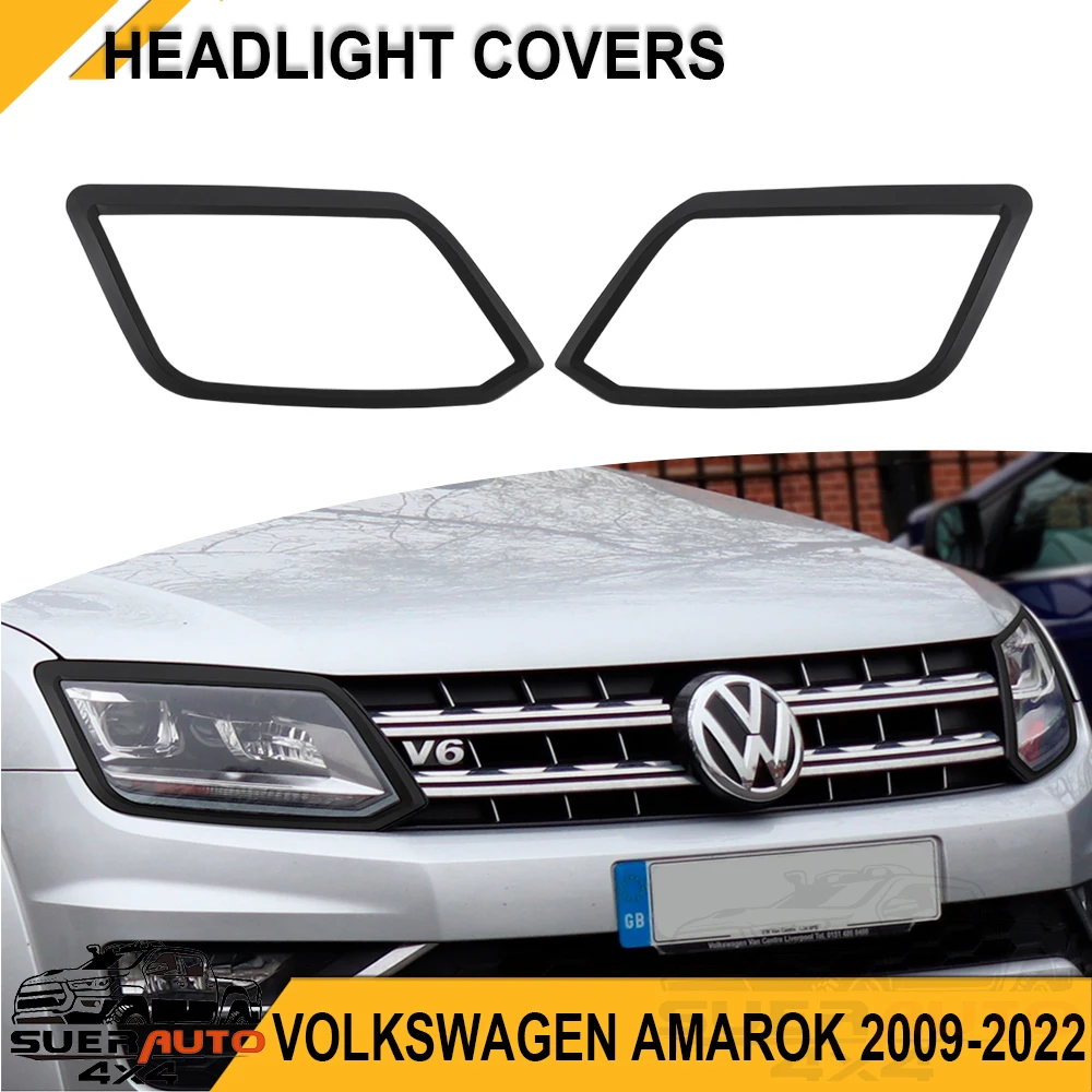 ABS Headlights Surround Cover Trims For Volkswagen Amarok VW 2009-2022 Decoration Matte Black Lamp Hoods Car Styling Accessories