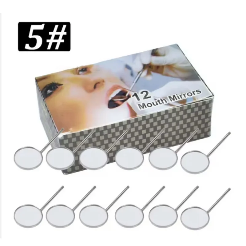 

12Pcs/box Dental Mouth Mirror Head Stainless Steel Cone Socket Intraoral Oral Mirror for Inside Mouth Accessory #4#5