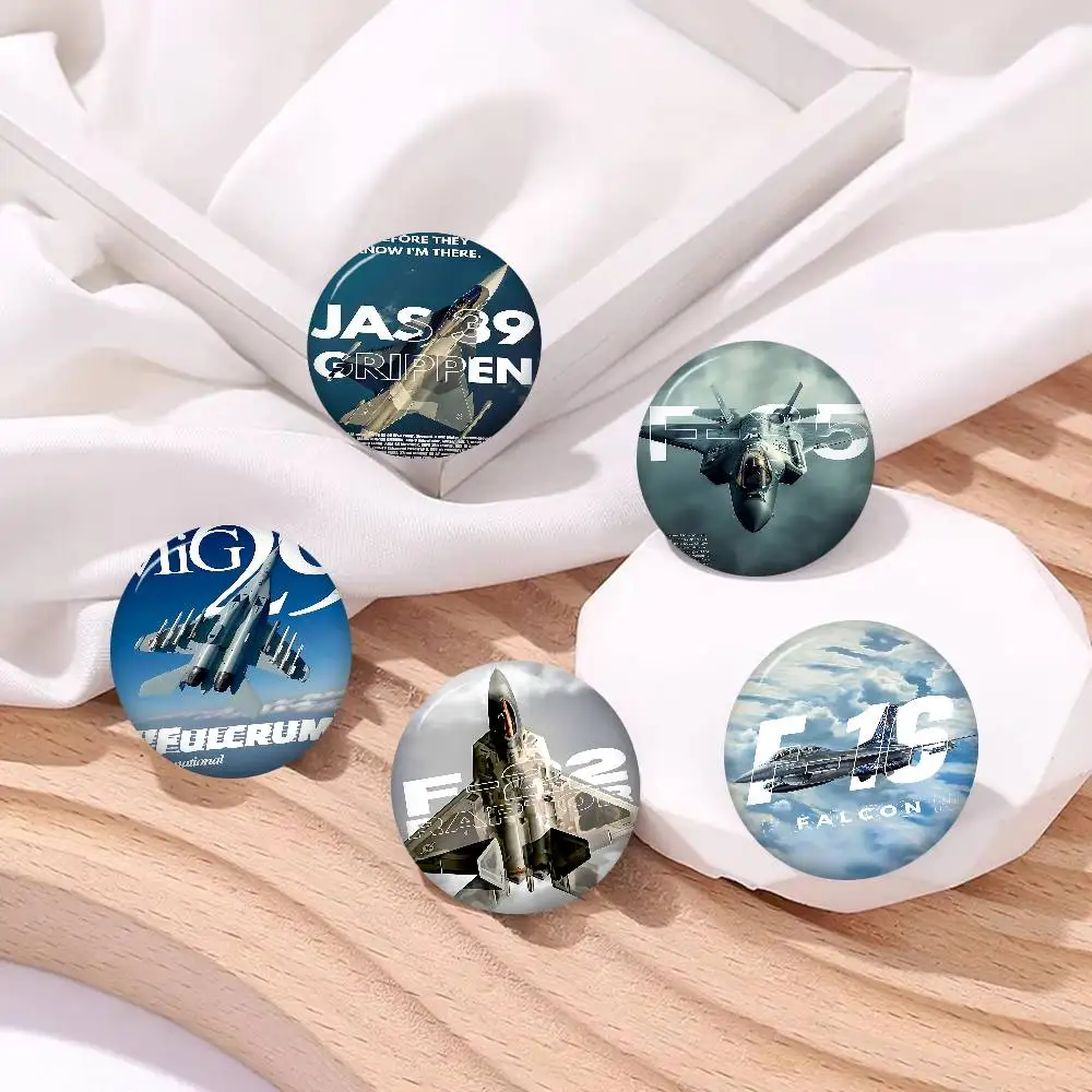 Vintage Planes Poster Fighter Jet Military Aircraft Launch Creative Tinplate Soft Button Pins Animal Icon Lapel Backpack Badge
