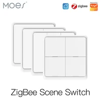 MOES 4 Gang Tuya ZigBee inalámbrico 12 interruptor de escena controlador de botón alimentado por batería escenario de automatización para dispositivos Tuya