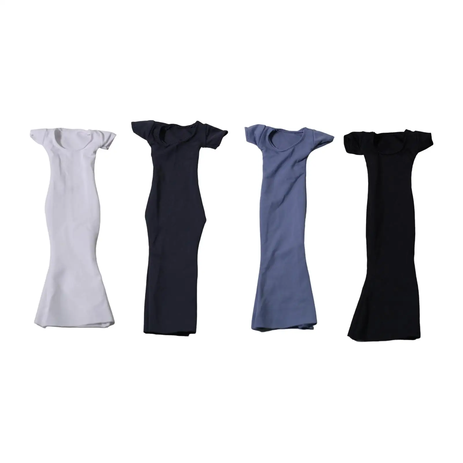 

1/6 Scale Female Clothes Outfit, Short Sleeves Miniature Solid Color Tight Fitted Dress, Collectible Woman Figure Fashion Wear