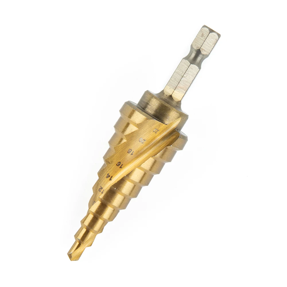 1pcs 4-22mm Step Drill Bit HSS Spiral Groove Step Cone Drill Bit Carbide Wood/Metal Hole Cutter Core Drilling Tools Use